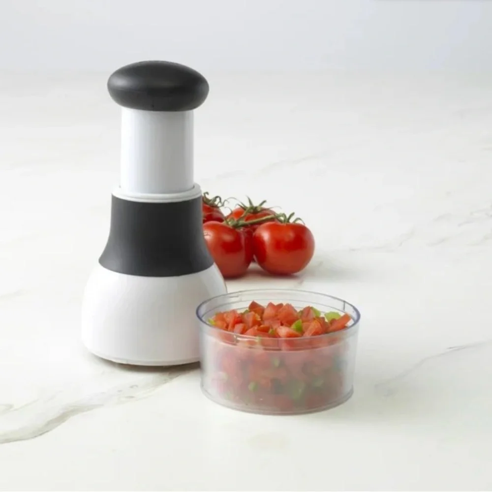 🌻 Touch Food Chopper, Stainless Steel Blades with Collection Cup, White